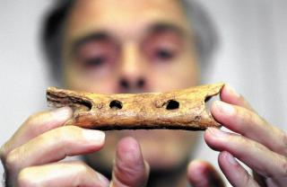 Knochenflöte aus Slowenien - wahrscheinlich ältestes Instrument der Welt - ca. 43 000 Jahre alt